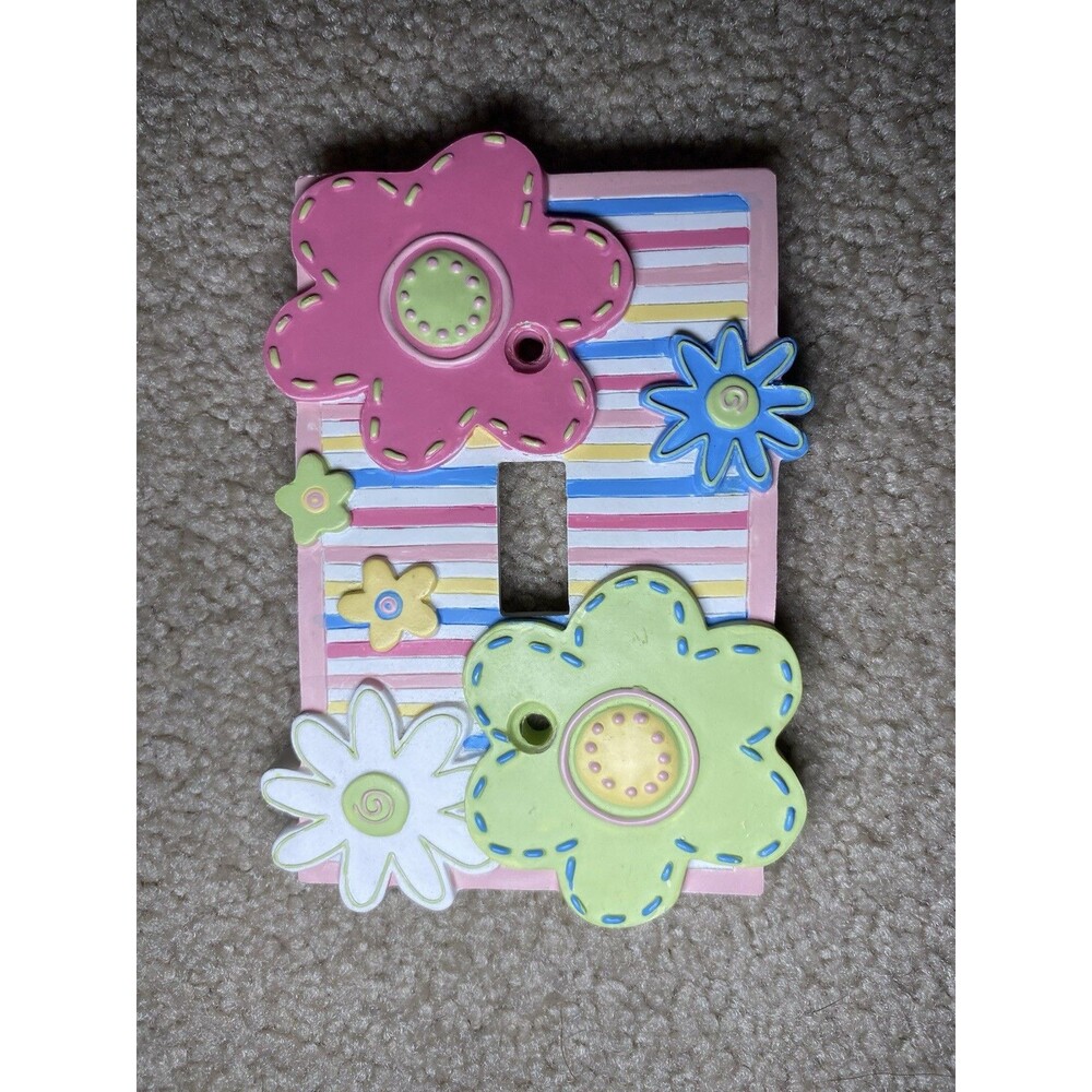 Borders Unlimited Vintage 3D Floral Toggle Light Switch Cover Plate Pastel